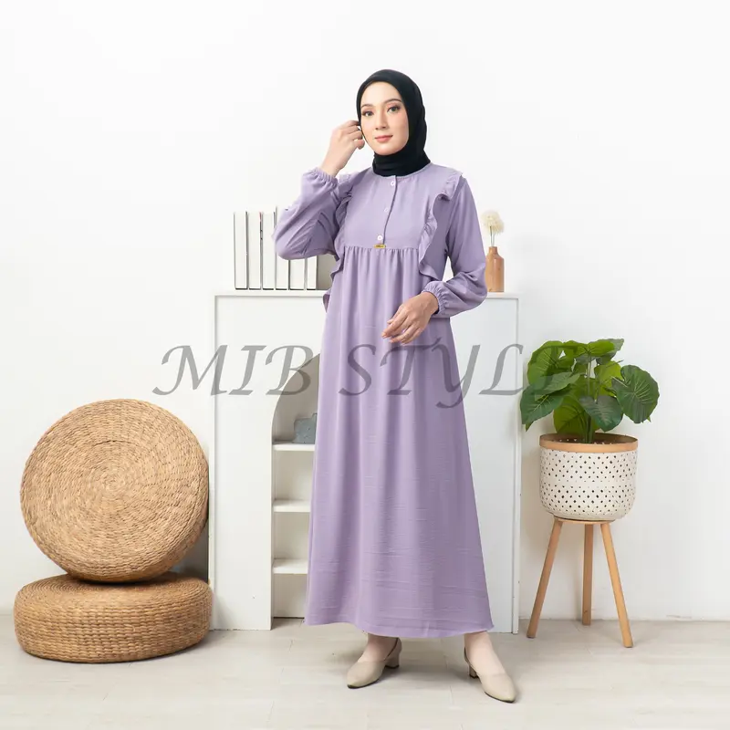 MIB Style - Alzena Dress Crinkle Airflow - Gamis Polos Busui Friendly Kancing Aktif Tali Nyaman • simpel 3