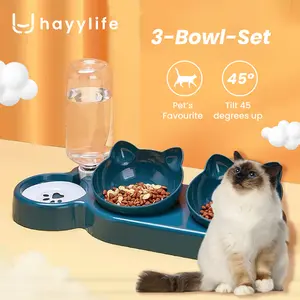 HAYYLIFE Tempat Makan Minum 3 in 1 Anjing Kucing Dispenser Minum Otomatis Hewan Peliharaan Pet Feeder Plate Mangkuk Double HL-HBA763