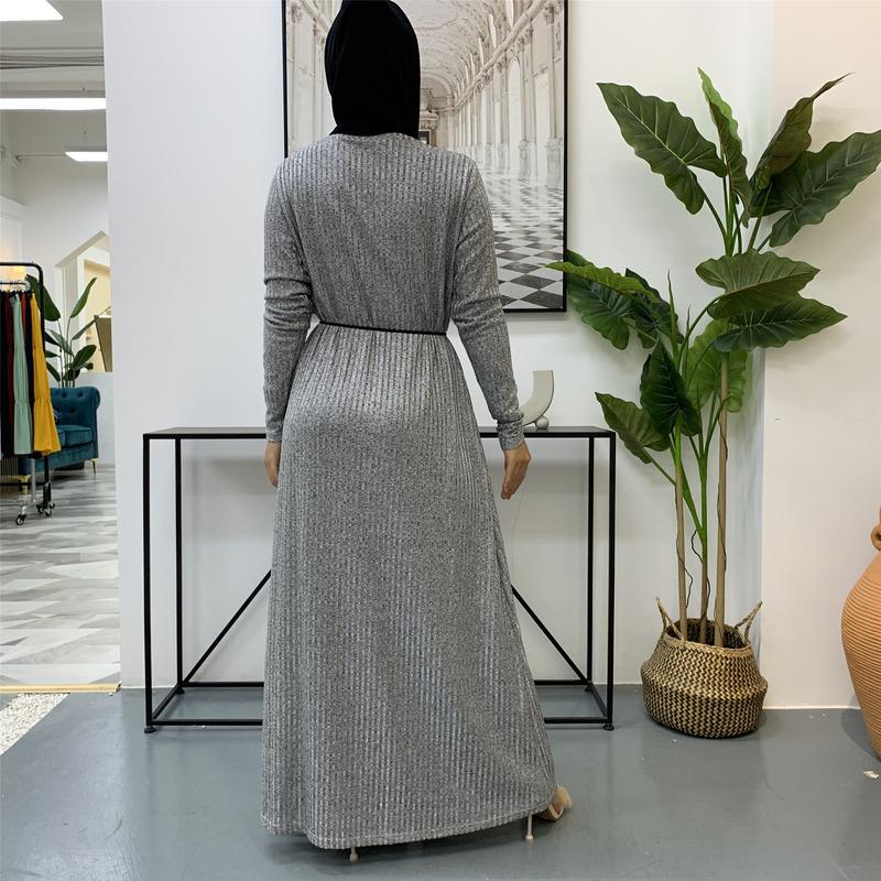 Product Introduction of Cross-Border Autumn Winter Muslim Women's Clothing In-Stock Long Sleeve Knitted Sweater Coat Robe 1853 25