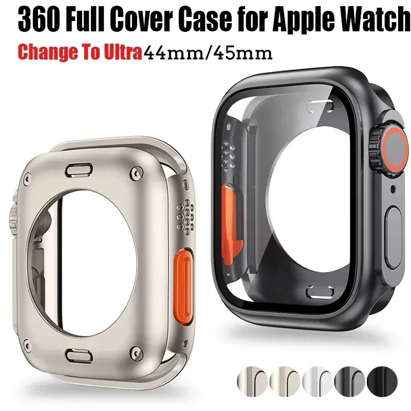 Vỏ Bảo Vệ Màn Hình, Dành Cho Apple Watch 44Mm, 45Mm, 40Mm, 41Mm, Ốp Ốp Lưng Sốc Mặt Trước Và Mặt Sau PC Cứng, Tương Thích Với iwatch 9, 8, 7, 6, 5, 4, Thay Đổi Sang Ultra 0
