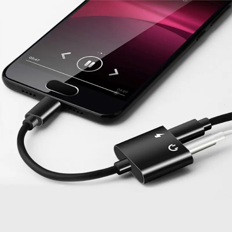Aluminum alloy Type-C to 3.5mm audio adapter cable, for charging and listening to music, dual-function headphone adapter