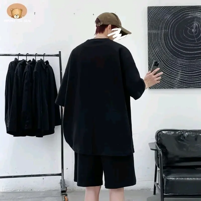 T-shirt setelan kekinian terbaru Pria KAOS NEW TREND,NEW ARRIVAL KEKINIAN,KAOS +CELANA FASHION NEW ARRIVAL BARU MODEL FASHION SET Hitam Katun 3