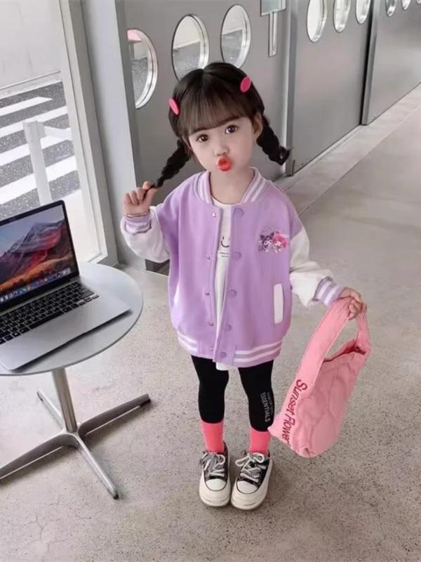 Áo khoác cho bé gái ÁO BOMBER mẫu KUROMI chất nỉ 2 da mùa thu Đông sz 14- 42 kg Áo bé gái 