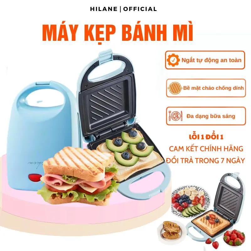 Máy Kẹp Bánh Mì Chống Dính Tốt Nướng Nhanh Chín Đều 0