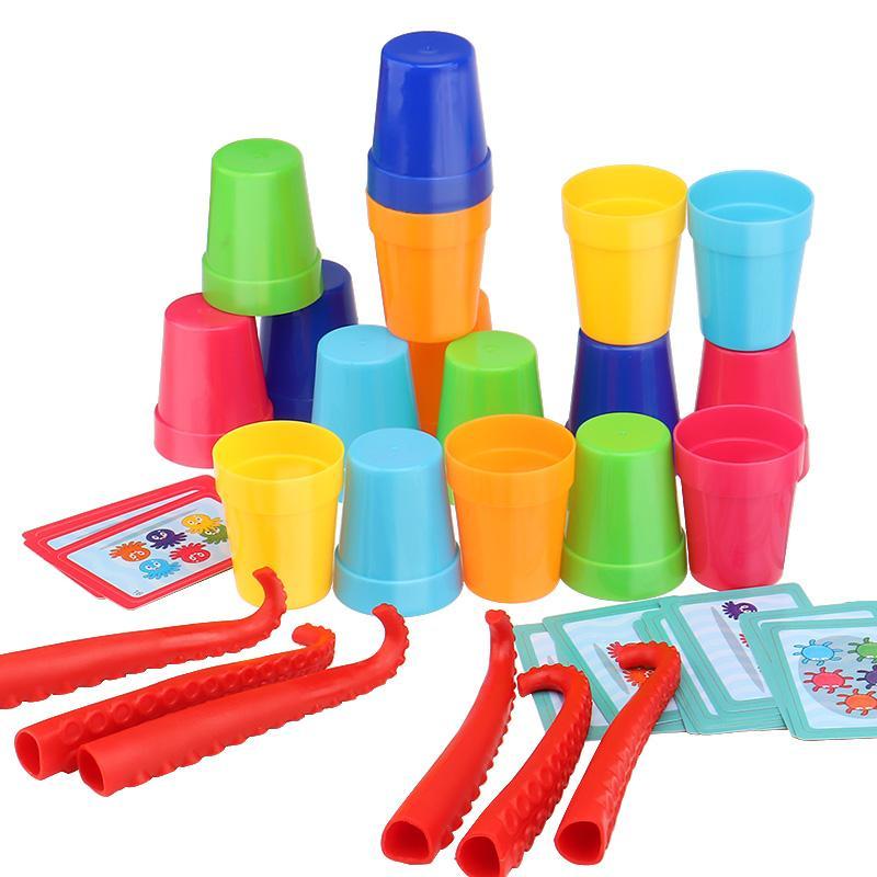 Product Introduction of Octopus Design Stacking Cup Game, 1 Box Interactive Intelligence Toy, Parent-child Interactive Educational Toy, Gift for Boys & Girls 2