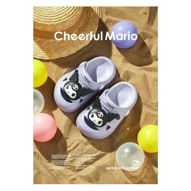 Cheerful Mario cross tím kuromi cho bé gái EVA dễ dàng mềm dép sục Sanrio 0