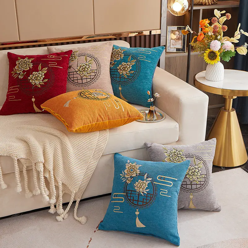 Vỏ Gối Sofa, Phong Cách Tối Giản Hiện Đại, Thiết Kế Trung Quốc, 45x45cm, Vỏ Gối Eo, Thích Hợp Cho Tựa Lưng Và Đầu Giường Phòng Ngủ, Vỏ Gối Trang Trí, Không Bao Gồm Vỏ Gối