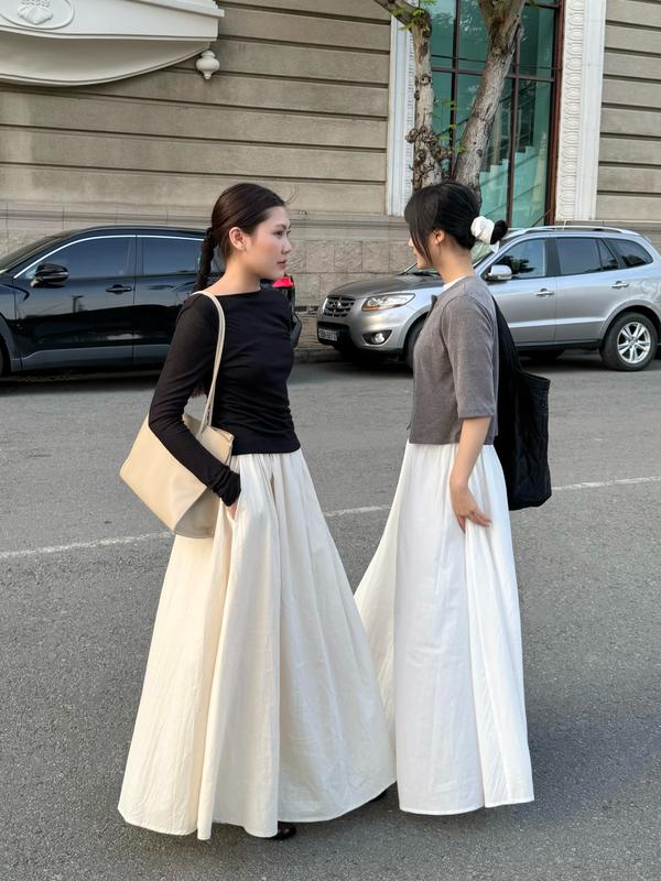  Chân váy dài lưng thun hàn quốc | SOMS | CARA SKIRT 