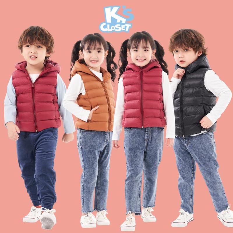 K's Closet - Áo Khoác Phao Ghile Có Mũ Dáng Nhỏ Cho Bé Trai Và Bé Gái (2-8 tuổi) từ 8kg - 22kg E054TEF