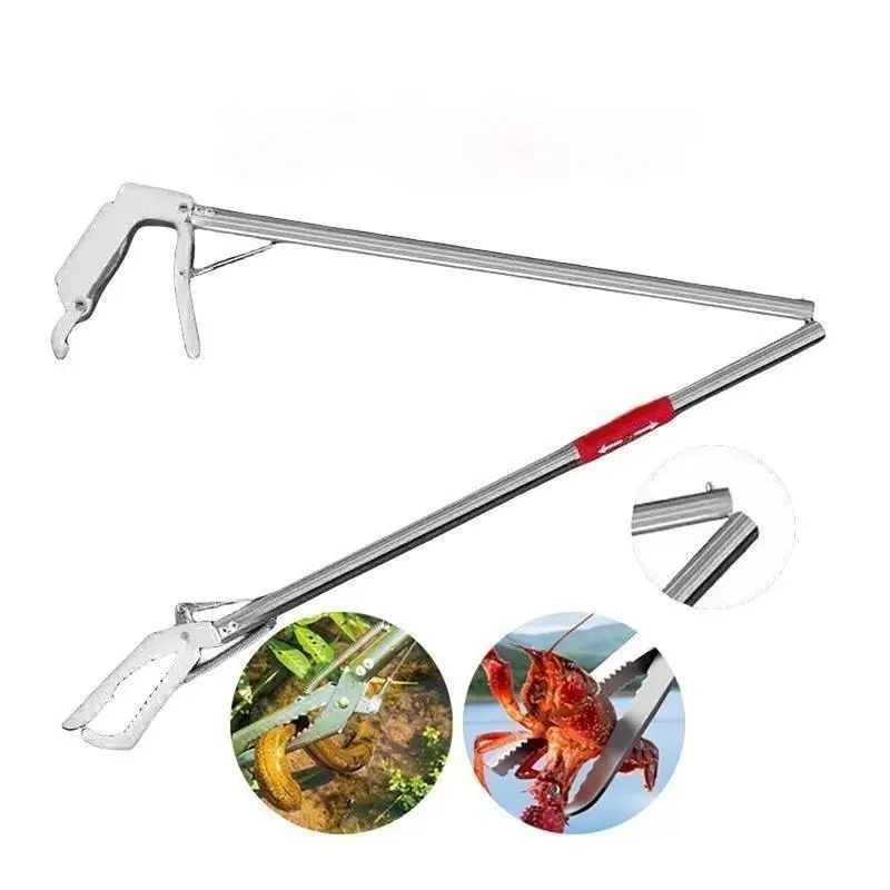 Snake Tongs Stainless Steel 150CM - Alat Penangkap Ular & Sampah, Dilipat Ringkas + Pegas Karet Anti Karat 1
