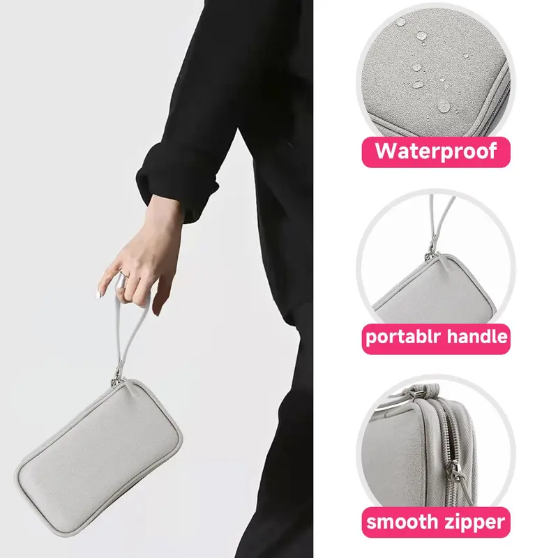 Portable Storage Bag, Waterproof Cable Organizer, Multifunctional Storage Bag for Cable, Charger, Headphone, Hard Drive 5