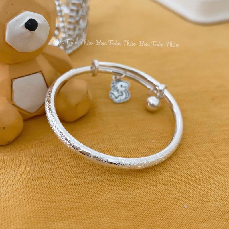 V217 Vòng bạc chạm khắc hoạ tiết có khắc tên theo yêu cầu