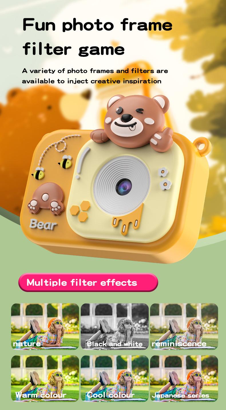 Product Introduction of New children's camera with front and rear dual camera cartoon camera toy, high pixel camera, anti fall gift 9
