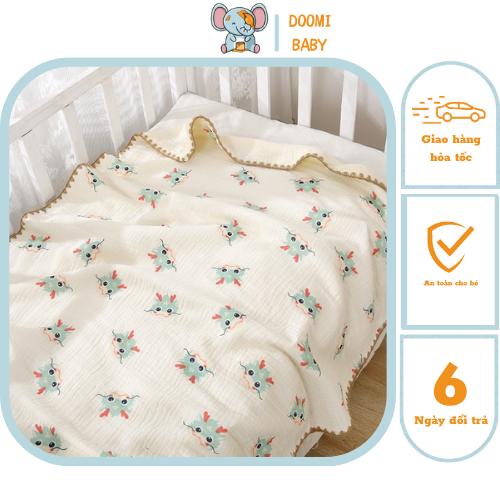[Mega Sale] Chăn, Khăn Tắm Đa Năng Muslin 4 Lớp Cho Bé Mềm Mịn Thoáng Mát Kích Thước 80x100cm Doomi Baby - HT647