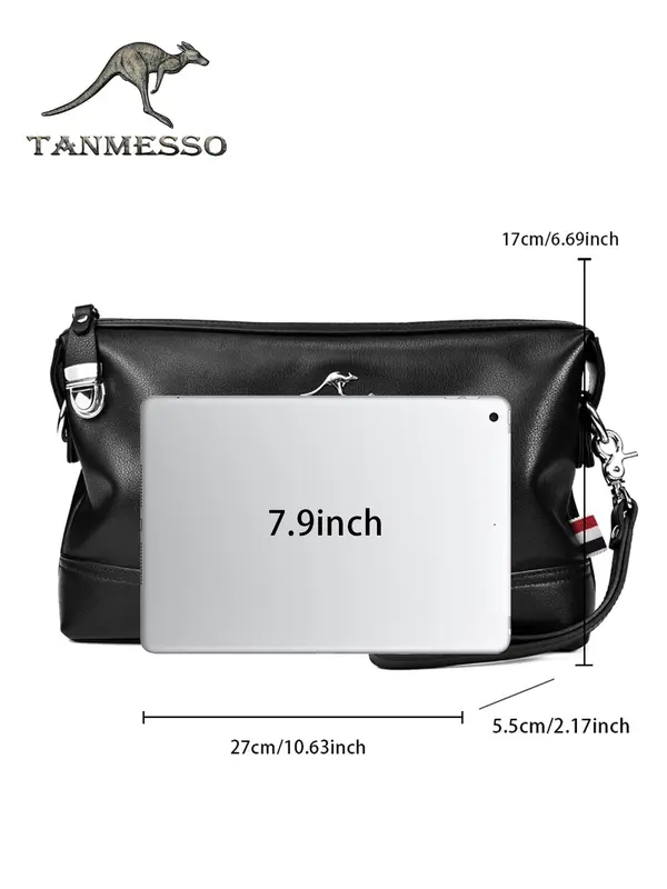 Men's Vintage Letter & Kangaroo Design Crossbody Bag, Casual High Capacity Shoulder Bag for Work & Business Travel, Travel Friendly Durable, One-shoulder Bag 1