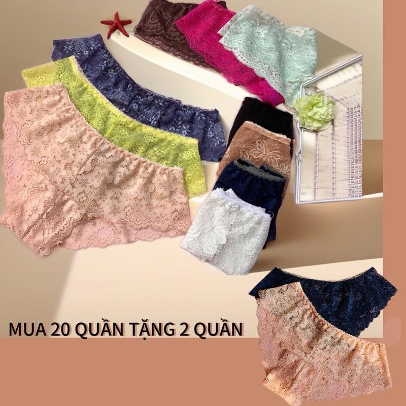  Quần lót nữ ren mềm SET 20 QUẦN TẶNG 2 QUẦN đủ size từ 40-75KG quần chip ren quyến rũ hàng bình dân bảng màu tuỳ từng đợt khác nhau không chọn màu 