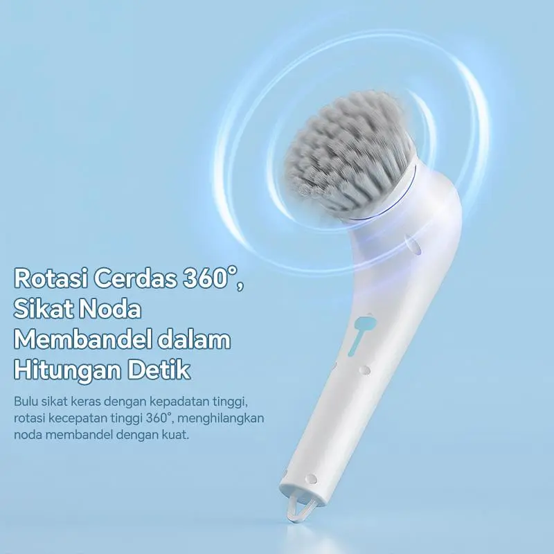 Sikat Pembersih Listrik Tanpa Kabel Genggam 5-in-1 Sikat Pembersih Tahan Air Sepenuhnya Otomatis untuk Penggunaan di Rumah 6