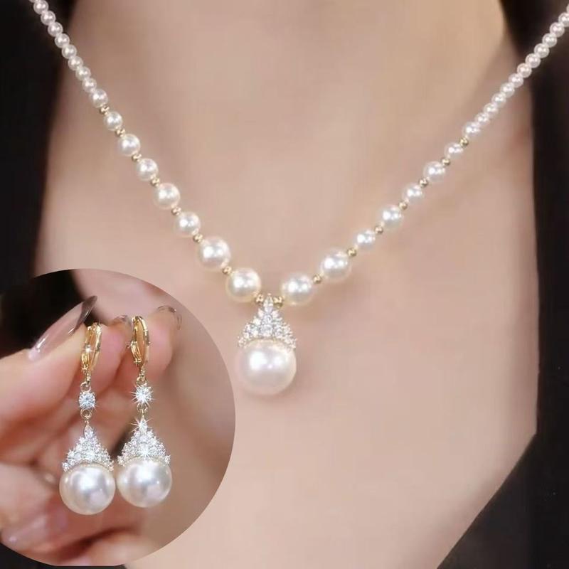 Vòng Cổ Nữ Hoàng Băng Giá Thiết Kế Thanh Lịch Dây Chuyền Choker Vương Miện Ngọc Trai Trắng Sang Trọng Dây Chuyền Choker Công Chúa Sáng Bóng Bông Tai Đồ Trang Sức chỉ đỏ làm vòng tay