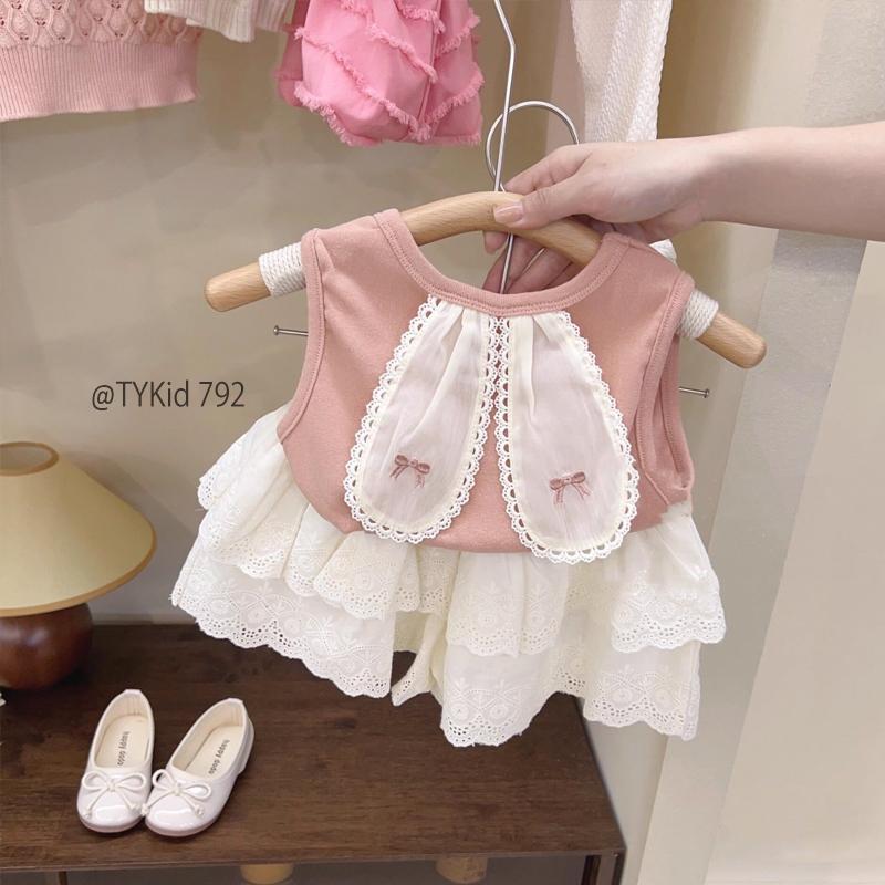 S792-Bộ áo váy hè bé gái tai thỏ siêu xinh Tiểu Yến KID