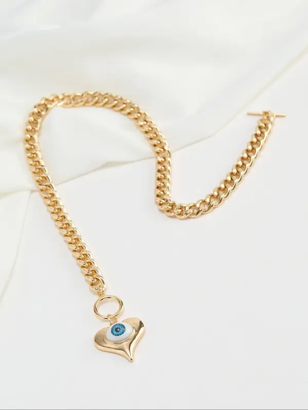 Fashion Eye & Heart Design Pendant Necklace for Women & Girls, Style Trendy Casual Jewelry for Party, Daily Clothing Decor, Exquisite Jewelry for Birthday Gift 4