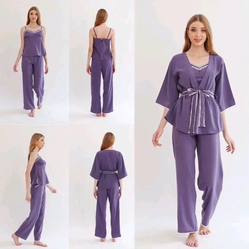 PIYAMA SET 3 TANKTOP, CARDIGAN & CELANA