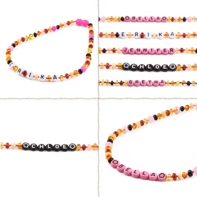 Kalung Amber CUSTOM NAMA untuk Bayi - Balita - Anak. Motif 38-R - Motif 46-R baltic  amber 3