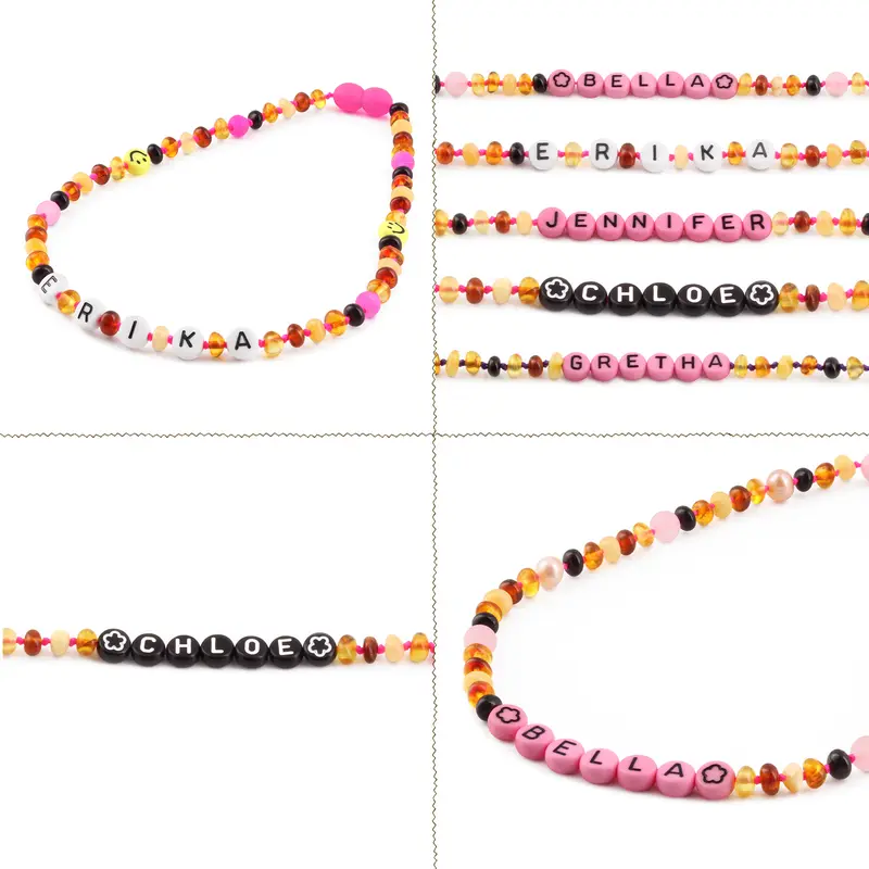 Kalung Amber CUSTOM NAMA untuk Bayi - Balita - Anak. Motif 38-R - Motif 46-R baltic  amber 3