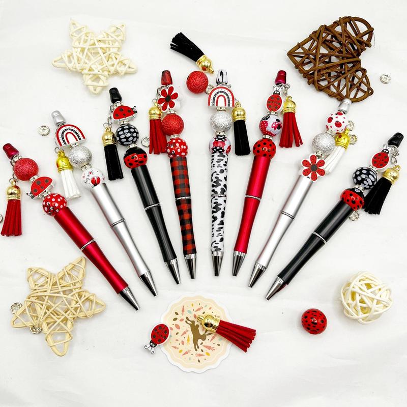 Cute Beaded Ballpoint Pen Set, 8 Counts/16 Counts DIY Beaded Ballpoint Pen with Tassel Pendant, Writing Pen for Office School Student 4