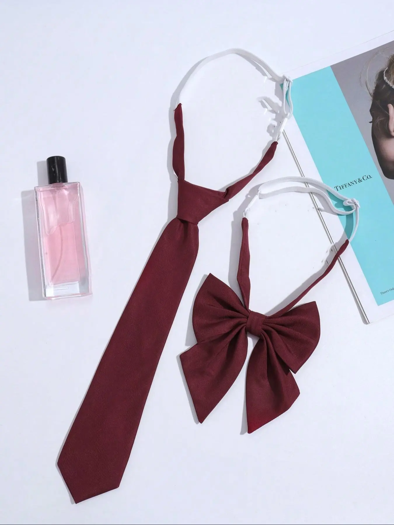 Solid Color Bow Tie & Necktie Set, Fashionable Neckwear for Men & Women, Casual Versatile Accessories for Daily Wear