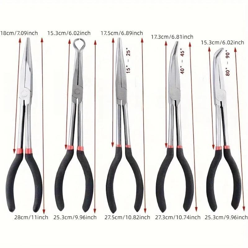 Long Nose Pliers Set, Industrial Use Extended Long Nose Pliers, Curved Nose Long Nose Pliers, Rugged and Durable Pliers Set 1