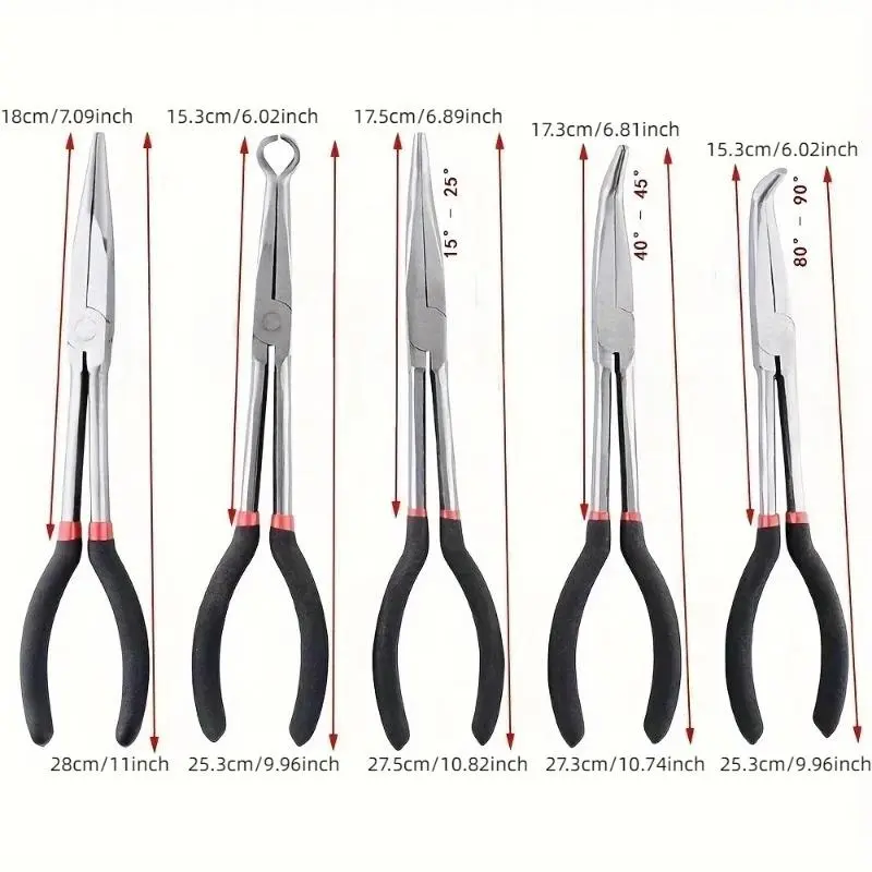 Long Nose Pliers Set, Industrial Use Extended Long Nose Pliers, Curved Nose Long Nose Pliers, Rugged and Durable Pliers Set 1