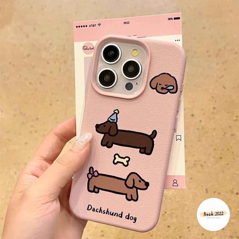 Ốp Lưng Tương Thích Cho iPhone 11 13 16 15 12 14 Pro Max X Xs Max Xr 14 15 Plus 16Pro 13Pro 15Pro 14Pro 12Pro 11Pro Max Hoạt Hình Dễ Thương Chó Con Dachshund Mềm Mại Sang Trọng Bao Da Điện Thoại 0