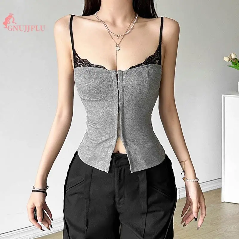 (Limited Time Special Offer) TikTok Viral Hit! Women's Sexy Camisole Sleeveless Low-Cut Backless Tops with Lace Trim,Fit Summer Vest for Parties & Clubs!