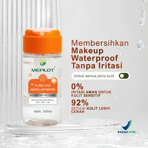 MERLOT Purifying Micellar Water Aloe Vera Vitamin C Pembersih Makeup Aman Kulit Sensitif BPOM 100ml Membersihkan Makeup Waterproof Tanpa Iritasi