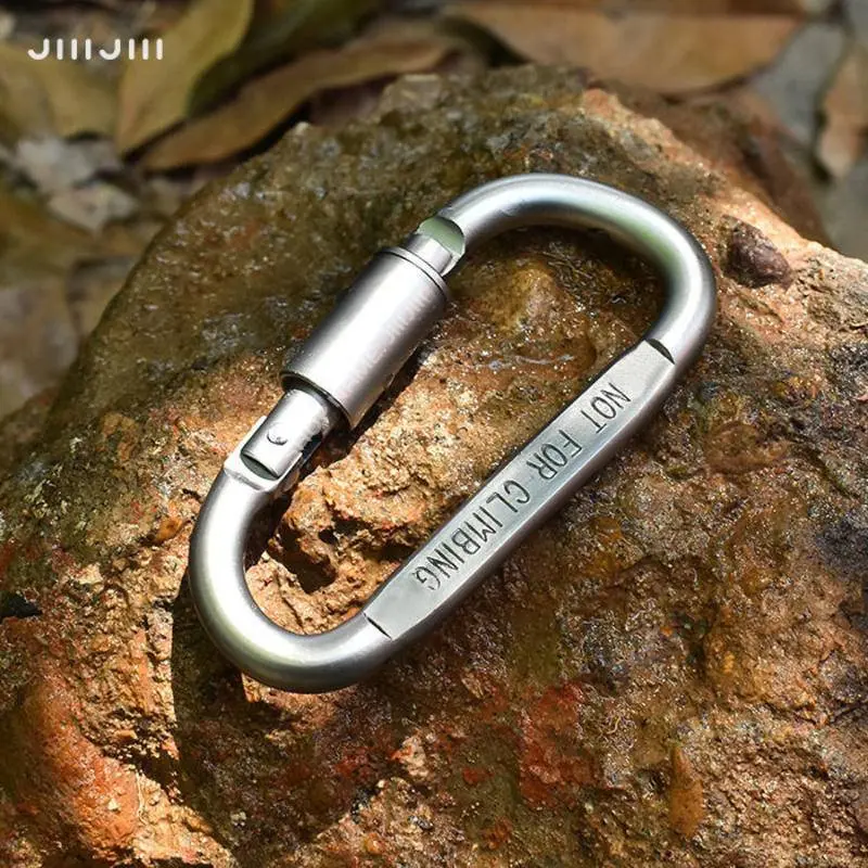 JiiiJiii Outdoor safety buckle mountaineering buckle quick hanging buckle rope hook spring lock buckle aluminum alloy key d-type quick hanging metal D
