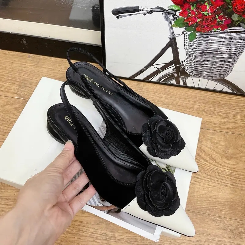 Giày bệt hoa trà cao 3 phân form chuẩn - AN Shoes - DéP, Nữ Jean 4