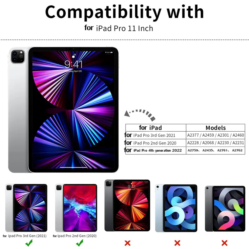 Anti-fall and Shock Absorption Tablet Case with Pen Holder, 1 Count Shockproof Cover W/clear Transparent Back Shell, HD Transparent Acrylic Protective Case for iPad 11 Inch and Above 1