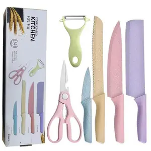 SET 6 IN 1 Kitchen Knife Stainless Steel / Pisau Dapur Mix Warna Pastel