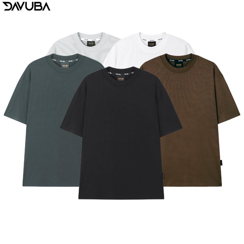  Áo thun gân DAVUBA trơn cổ tròn Menswear SM081 