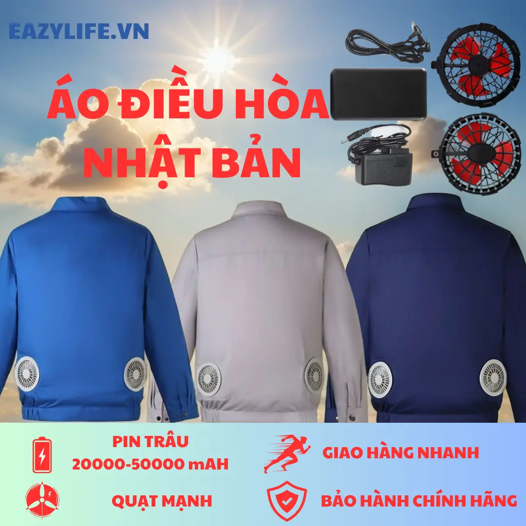 Áo Điều Hòa TONAMI Pin  Chạy 10-15H, Có Khả Năng Chống Nóng Và Chống Tia Tử Ngoại
