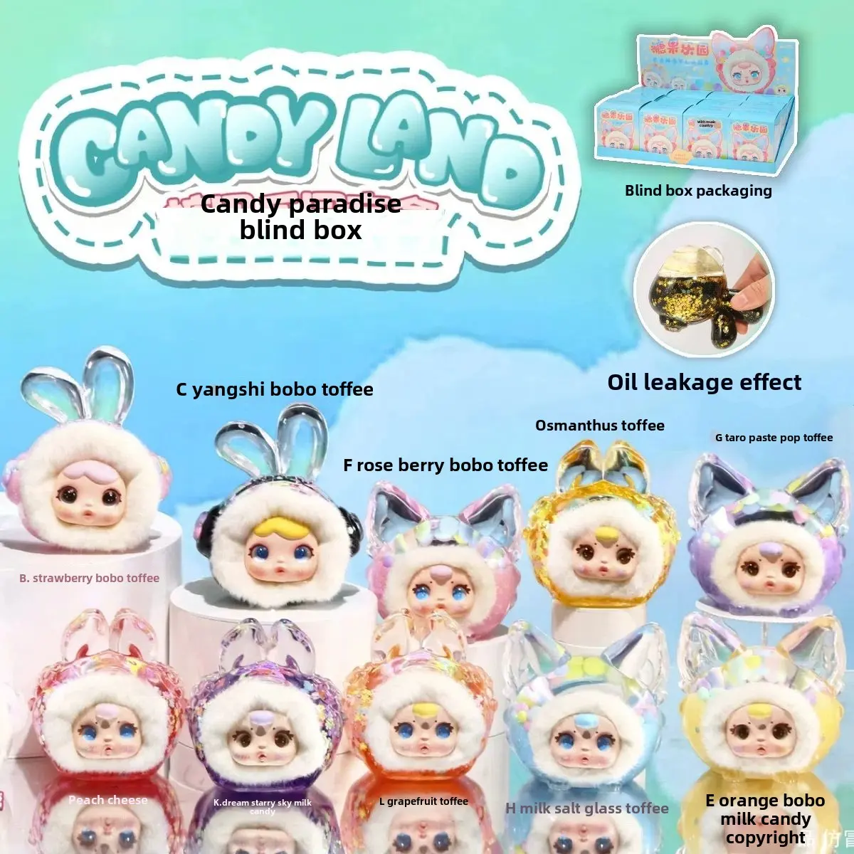 กล่องสุ่มของตกแต่ง Candy Paradise ของแท้พร้อมตุ๊กตานาฬิกาทรายหยดน้ำมันเลเซอร์สีสุดน่ารัก ของเล่นเด็ก