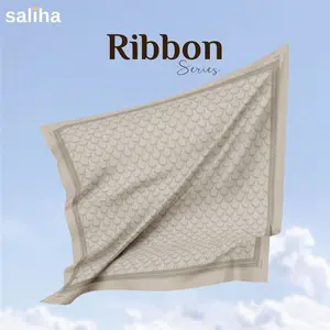 Hijab Segi Empat Motif Pita Kecil Premium Voal | Jilbab Segiempat Motif Ribbon Terbaru Voal Laser Cut