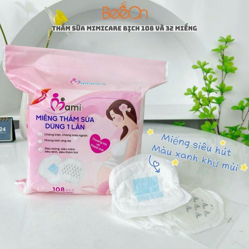 Miếng lót thấm sữa Mamicare bịch 108 miếng và bịch 32 miếng thấm hút sữa tốt và bám dính chắc miếng lót Vietnam Thoải mái