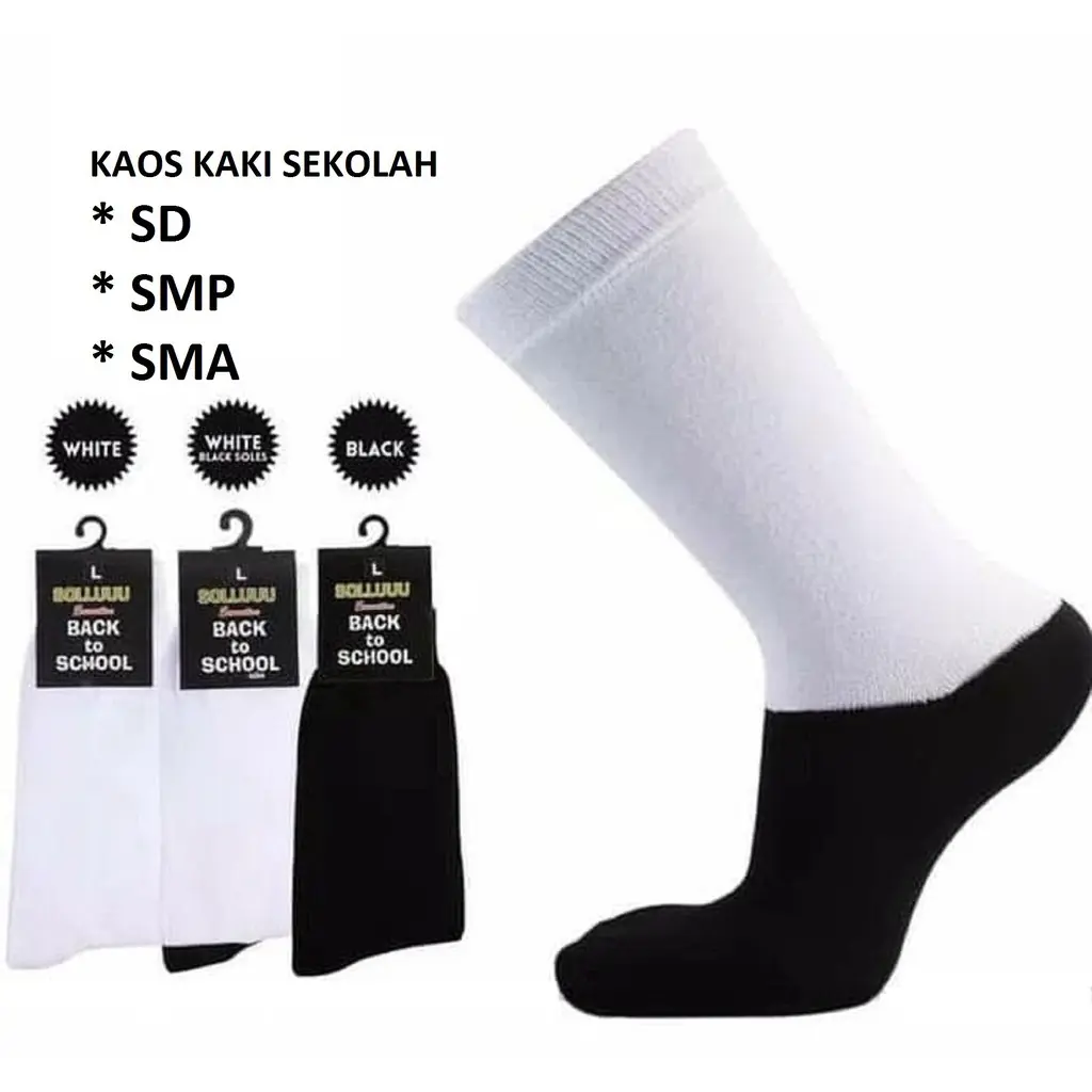Kaos Kaki Hitam Putih Anak Sekolah Jempol Wanita Pria Bahan Spandeks Unisex Nyaman Lembut