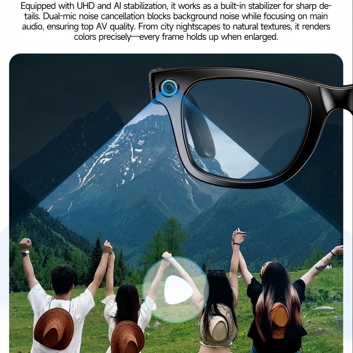 8MP camera smart glasses with 1080P HD video recording, 4K resolution, metal semi rimless design, photochromic lenses - Image 5