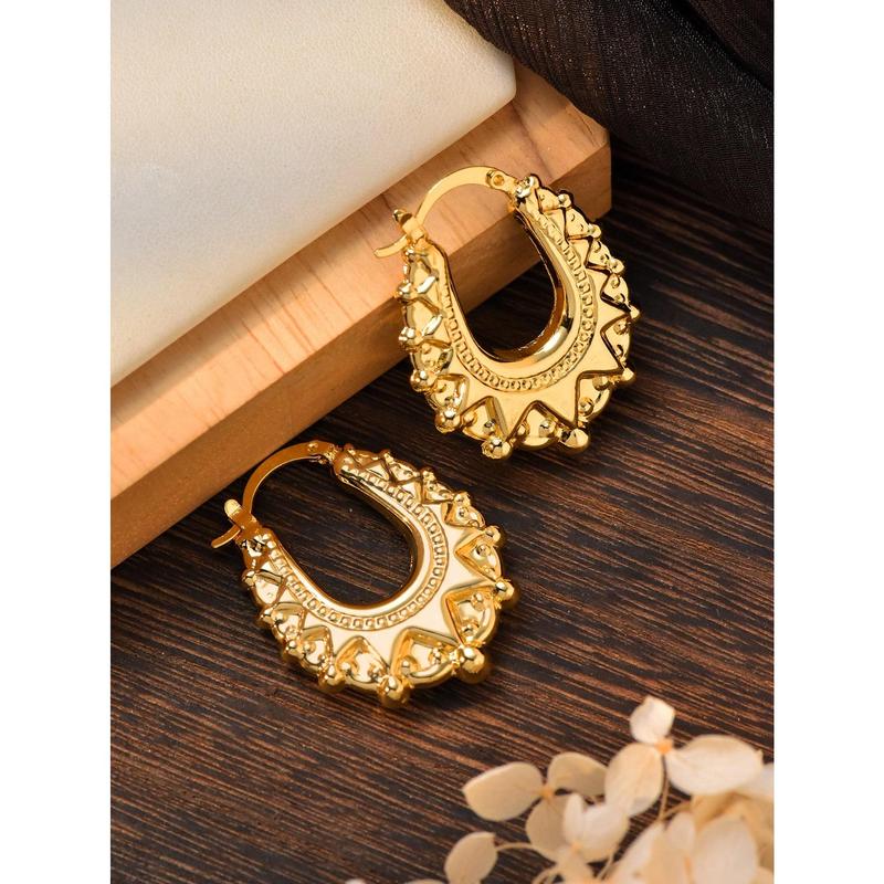 1 Pair 18k Gold Plated Stainless Steel Vintage Crown Horseshoe Earrings Fashion Simple Non Fading Women's Earrings Can Be Given As A Gift To Friends, Colleagues And Mothers 1