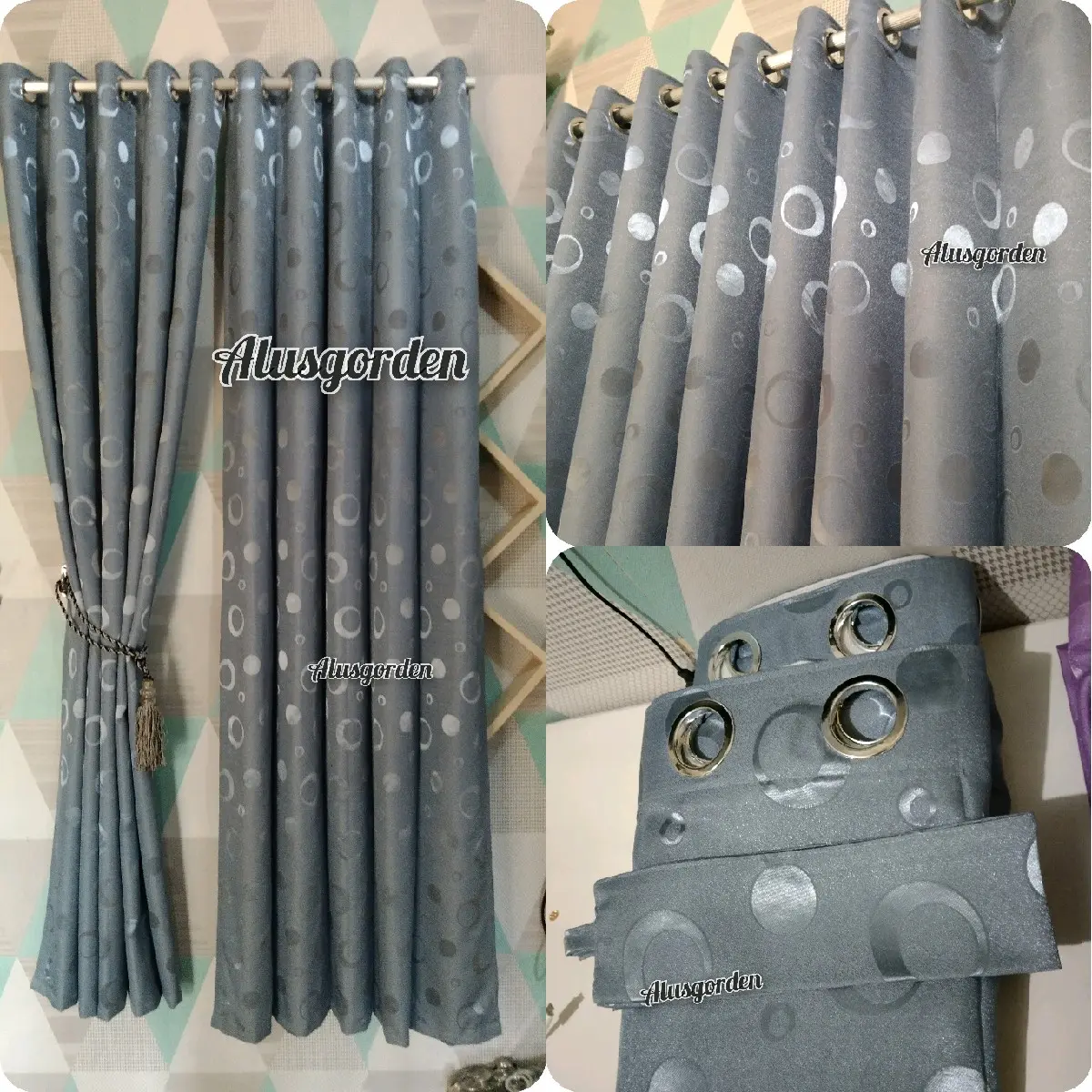 gorden jendela polos motif polkadot 10ring hordeng gordyn korden hordeng pintu kamar sekat ruangan minimalis murah alusgorden