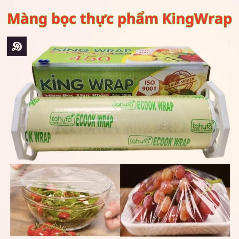 Màng bọc thực phẩm KingWrap 450 cuộn màng bọc thực phẩm lớn 30cm x 450m dẻo dai vệ sinh dễ sử dụng