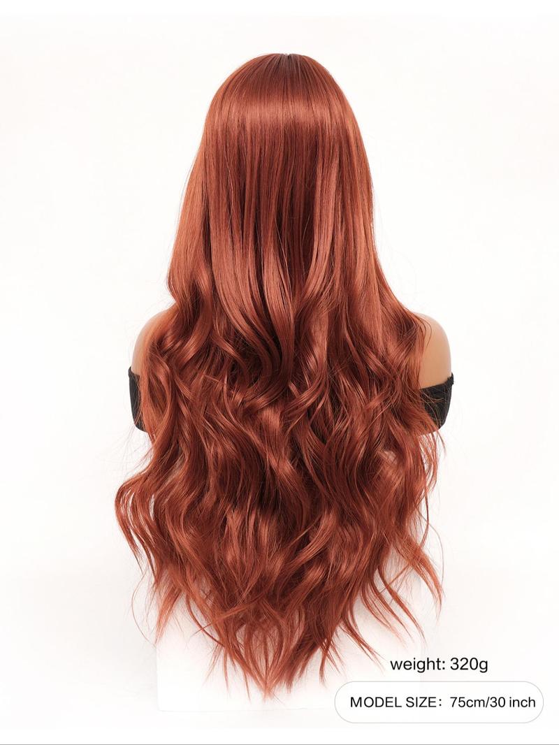 Product Introduction of 30 Inch Ginger Orange Long Wavy Wigs for Women, Gorgeous Fluffy Wigs without Bangs, Synthetic Full Machine Wigs for Party, Daily Use 1