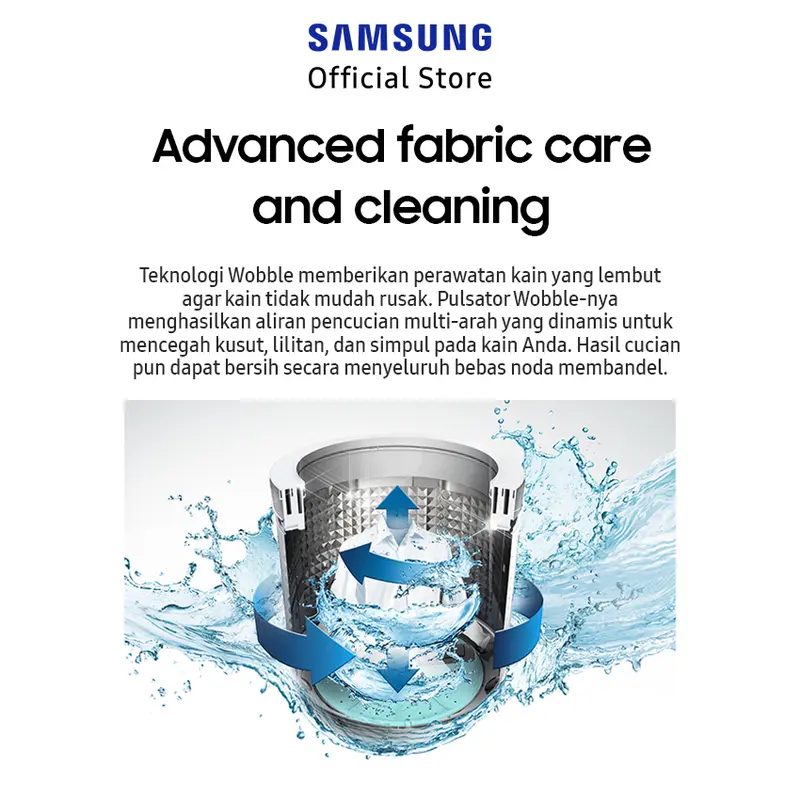 Samsung Mesin Cuci 9kg WA90 Top Load dengan Wobble Technology - WA90H4200SG/SE 6